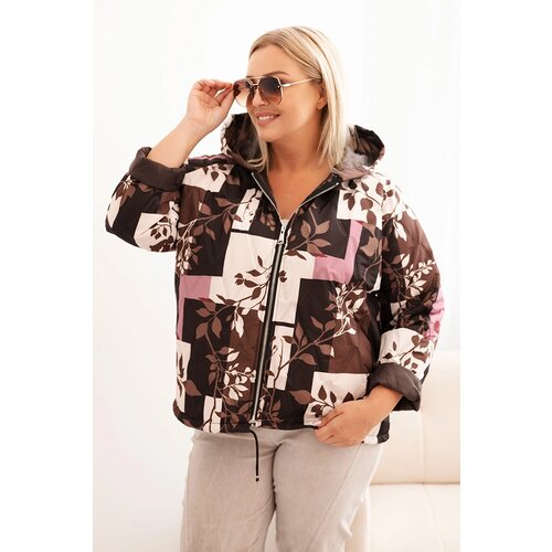Kesi Włoski Plus Size women's jacket with a hood and extended back brown Cene