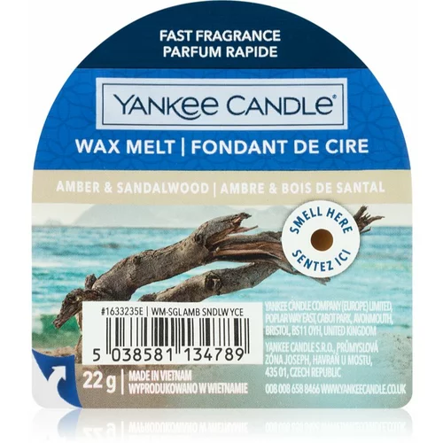 Yankee Candle Amber & Sandalwood vosek za aroma lučko 22 g