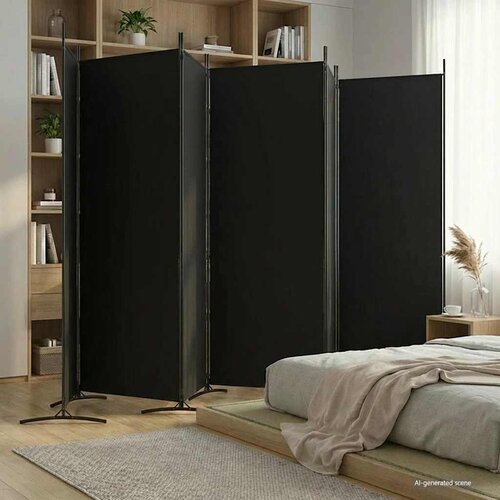 Sobna pregrada s 6 panela crna 520x180 cm od tkanine Cene