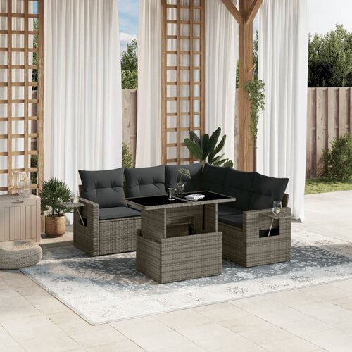 vidaXL 6-dijelni set vrtnih sofa od poliratana s jastucima sivi Cijene