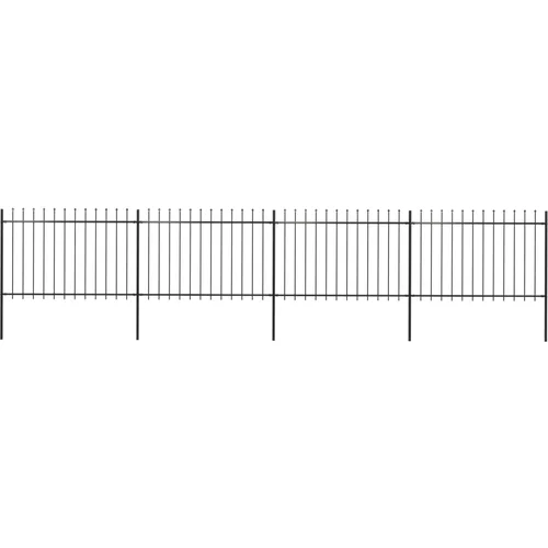 vidaXL Vrtna ograda s ukrasnim kopljima čelična 6,8 x 1,2 m crna