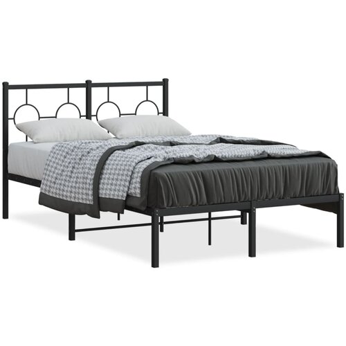 Maison Chic Kovinski Posteljni okvir - Dvoposteljna postelja - Zakonska postelja z vzglavjem črn 120x200 cm, (21692717) Slike