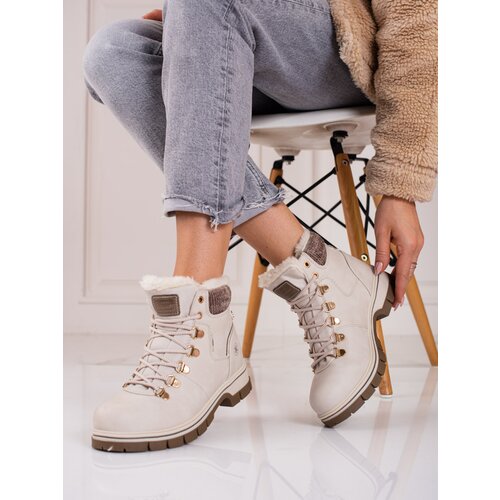 SHELOVET Beige trappers made of eco leather Slike