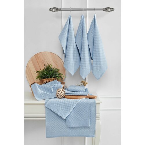 Lola light blue light blue kitchen towel set (10 pieces) Cene