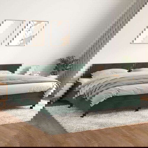  Box spring postelja z vzmetnico temno zelena 200x200 cm žamet Cene