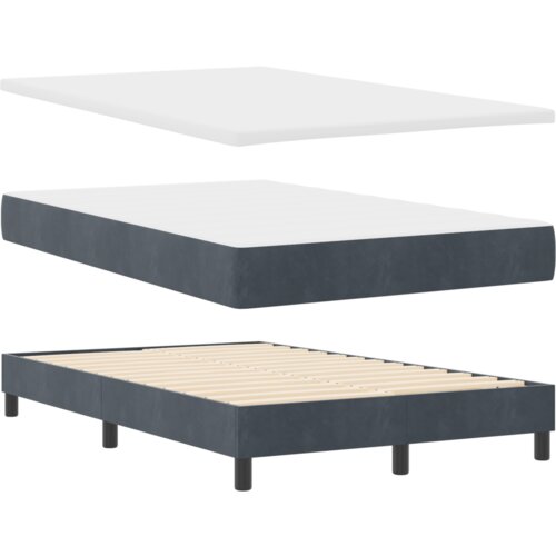 VidaXL Box Spring krevet s madracem tamno sivi mali dvostruki bar&amp;scaron;un Slike