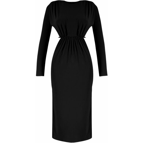 Trendyol Black Evening Dress with Knitted Lined Cut Out/Window Detail Slike