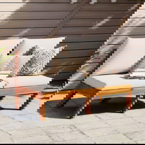  The Living Store Vrtni kavč brez naslonov z blazinami dvosed trden akacijev les - Vrtni Kavč, (21478319) Cene