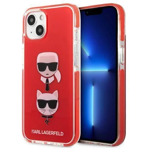 Karl Lagerfeld Originalen ovitek KLHCP13STPE2TR za iPhone 13 Mini rdeča silikonska zaščita - Heads
