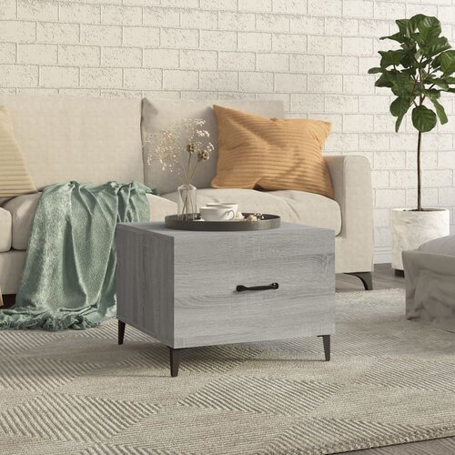 vidaXL Klubska mizica s kovinskimi nogami siva sonoma 50x50x40 cm Cene