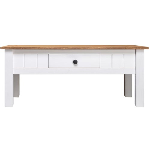 Maison Chic Klubska mizica - kavna mizica - Nizka mizica bela 100x60x45 cm trdna borovina Panama Range, (21753461) Slike
