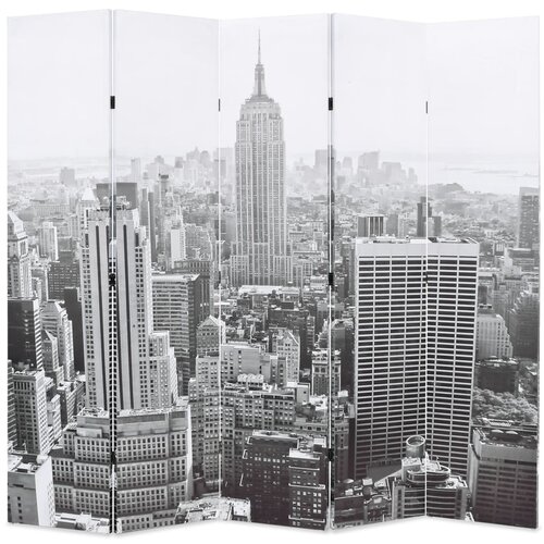 Furnova Zložljiv paravan 200x170 cm New York podnevi črn in bel, (21929747) Cene