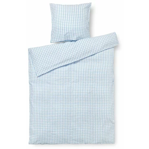 JUNA Bijelo-svijetloplava krep posteljina za krevet za jednu osobu 140x200 cm Bæk&Bølge -