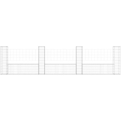  Gabionska ko&amp;scaron;ara U-oblika s 4 stupa 380 x 20 x 100 cm željezna Slike