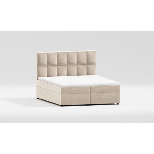 Ropez Bijeli/krem tapecirani bračni krevet s prostorom za odlaganje 160x200 cm Flip &amp;ndash; Slike