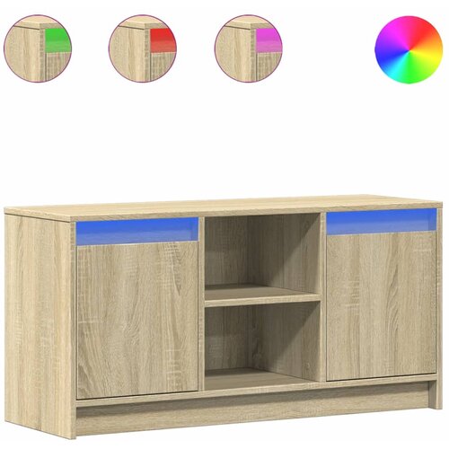 Maison Chic TV omarica - TV stojalo - Televizijska omarica z LED sonoma hrast 100x34x50 cm inženirski les, (21699415) Slike