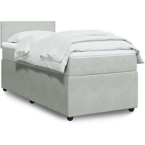 vidaXL Box spring postelja z vzmetnico svetlo siva 100x200 cm žamet Cene