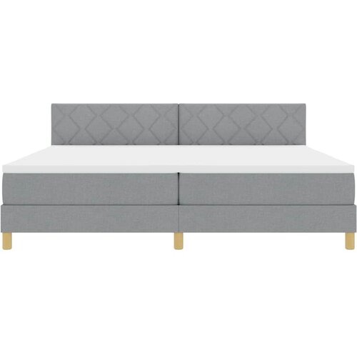  LED Box Spring Krevet Svijetlo siva 200 x 200 cm tkanina Slike