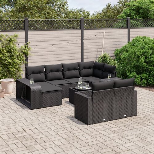 vidaXL 11-dijelni set vrtnih sofa od poliratana s jastucima crni Cijene