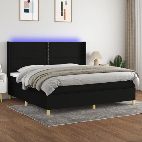 The Living Store Box spring postelja z vzmetnico LED črna 200x200 cm blago - Box Spring Postelja, (21520917) Slike