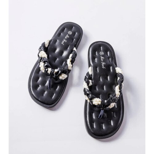 Gemre Black flip-flops decorated with pearls Conifer Cene