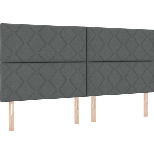 VidaXL Krevet s uzglavljem s madracem i klupom tamnosiva 200x200 cm Tkanina Slike