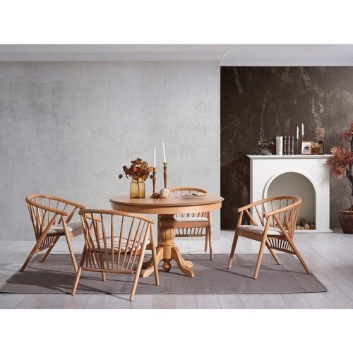 Hanah home eva - natural natural extendable dining table & chairs set (4 pieces) Cene