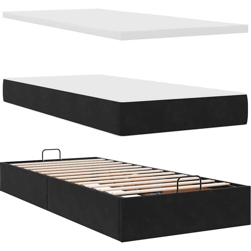  Otomanski okvir kreveta s madraca crni 100x200cm bar&amp;scaron;unasti Slike