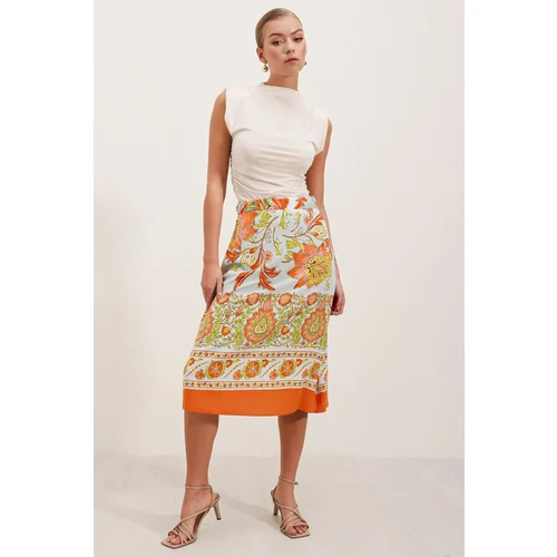 Bigdart 1899 Patterned Midi Skirt - Orange