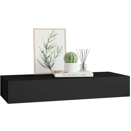  Zidna polica s ladicom crna 60 x 23,5 x 10 cm MDF Slike