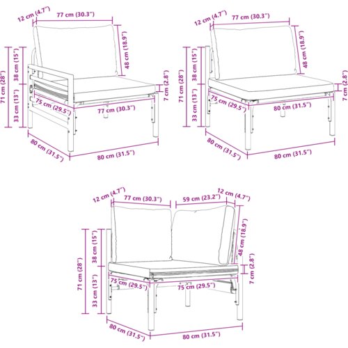 vidaXL Vrtna sedežna garnitura 6 pcs Antracitna Jeklo Cene