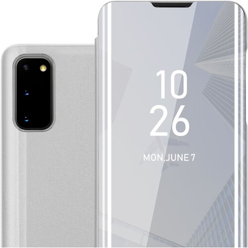 Cadorabo Ohišje, združljiv s Samsungom v Agate Silver - Clear View Zrcalo Zaščitni pokrov s funkcijo stojala 360 stopinj zaščita, (20568763) Cene