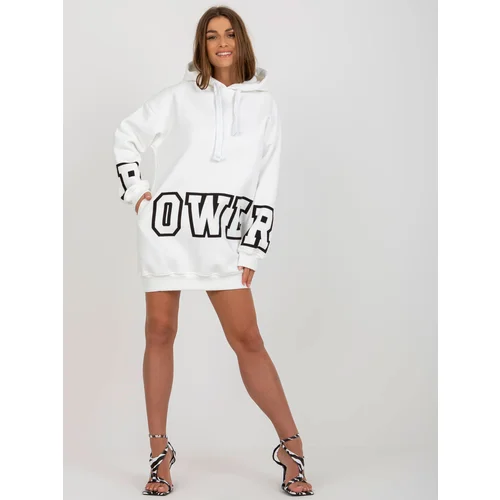 Fashion Hunters Ecru Mini Hoodie Dress