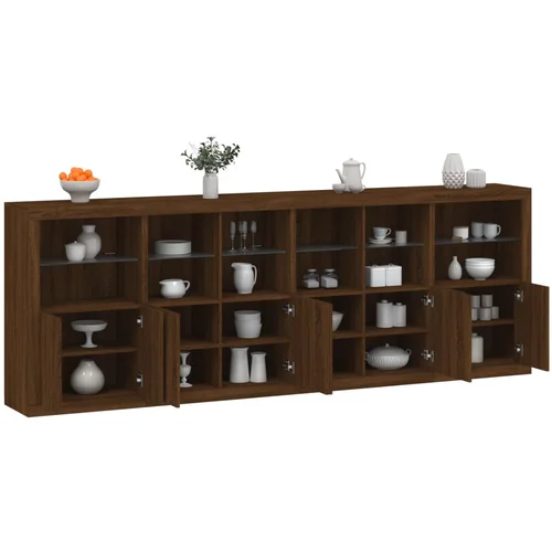  The Living Store Komoda z LED lučkami dimljen rjav hrast 283x37x100 cm - Komoda, (21448240)