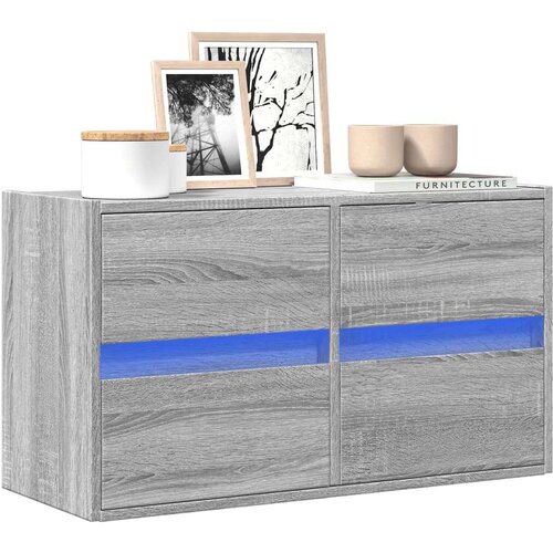 vidaXL Zidni TV ormarić s LED svjetlima siva boja hrasta 80x31x45 cm Cene