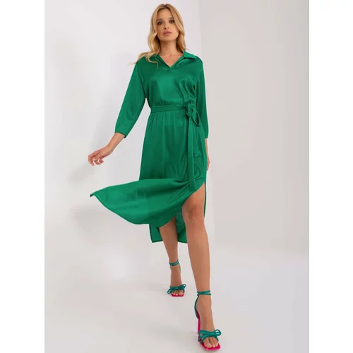 Fashion Hunters Green cocktail dress with belt for tying