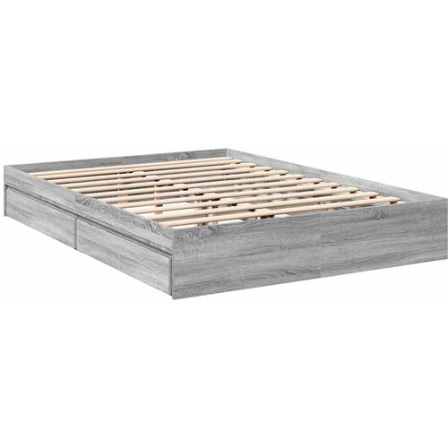  Okvir za krevet s ladicama boja hrasta 150x200 cm drveni Siva 150 x 200 cm Slike