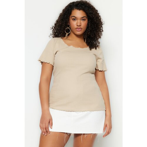 Trendyol Curve Plus Size Blouse - Beige - Fitted Cene