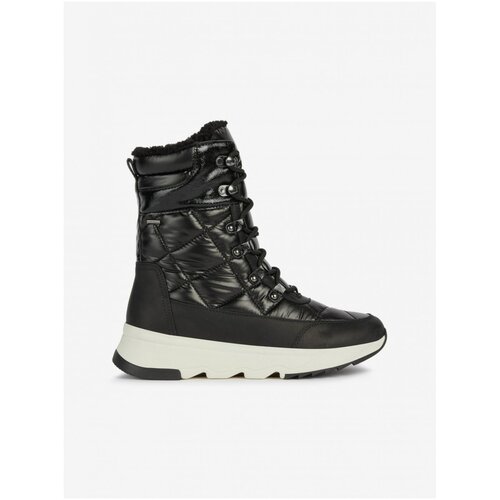 Geox Black Women&amp;#039;s Leather Snow with Artificial Fur Falena - Women Slike