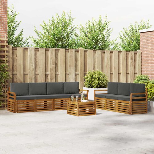  Setovi sofa 8 kom. Prirodna i antracit Čvrsto drvo akacije Cijene