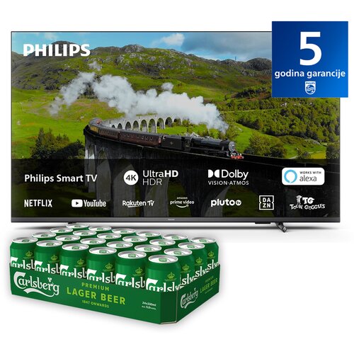 Philips televizor 55PUS7608-12, 55", smart, 4K, led, antracit + carlsberg pivo, 24 limenke Cene
