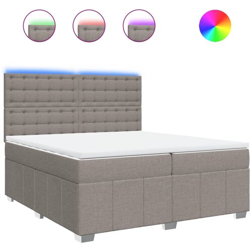 vidaXL Box spring postelja z vzmetnico taupe 200x200 cm blago, (21309774) Cene