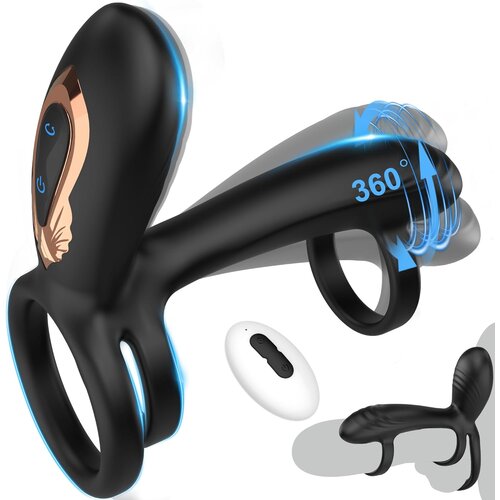 SuperLove Vibrating Cock Ring with 360 Twisting G-Spot Stimulator & Remote Black Cijene