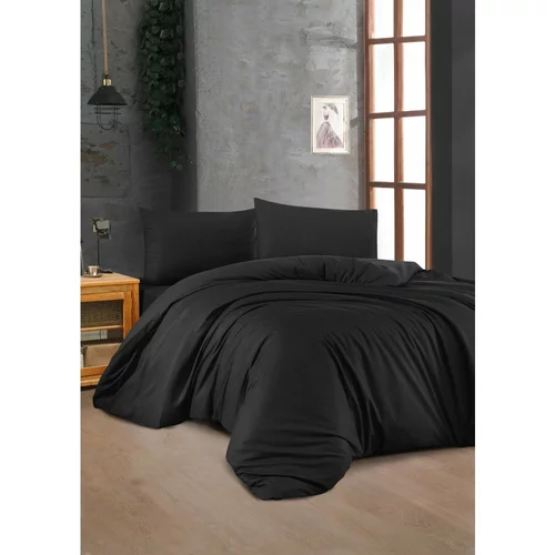 Mijolnir Crna pamučna posteljina za bračni krevet 200x200 cm –