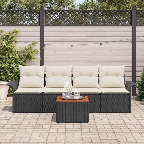  Sjedeća garnitura za vrt 5 kom. 4-Broj sjedala Crna i Krema 251 x 62 x 69 cm Slike