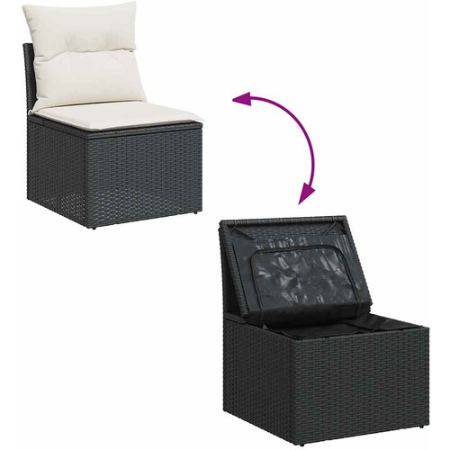  8-dijelni set vrtnih sofa od poliratana s jastucima crni Crna Slike