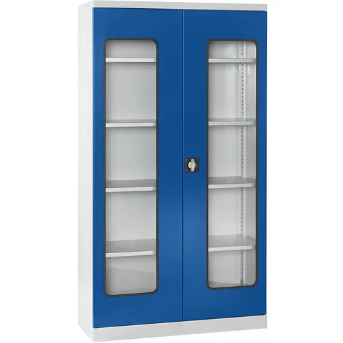 eurokraft pro Omara za material, globina 450 mm, 4 police in vrata s šipo, modra vrata