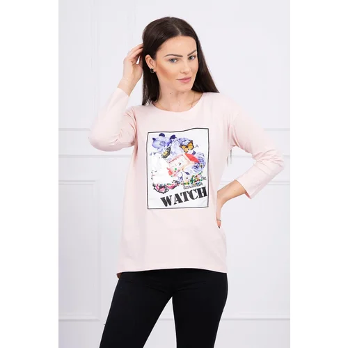 Kesi Blouse with graphics 3D Watch powder pink