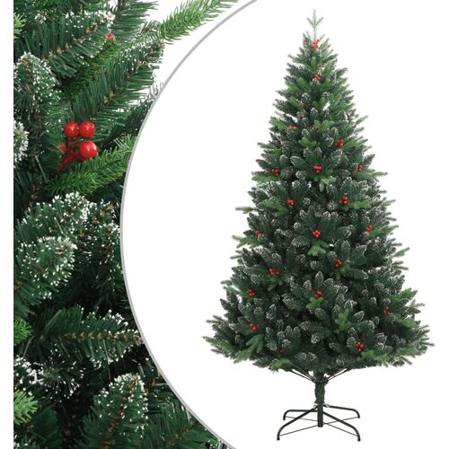 vidaXL Umetna novoletna jelka z rdečimi jagodami 150 cm Cene