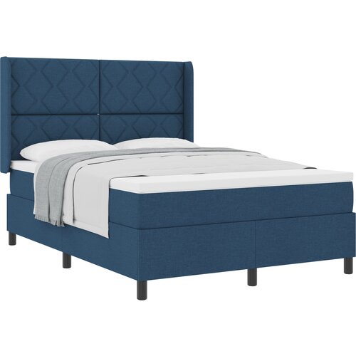 VidaXL Box Spring Postelja z Vzmetnico Modra 160x200 cm Tkanina, (22050005) Slike